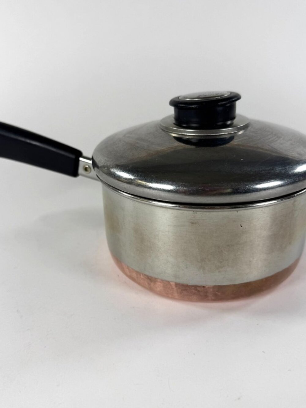 Vintage Revere Ware 1 Qt Stainless Steel Saucepan Copper Bottom w/ Lid Indonesia